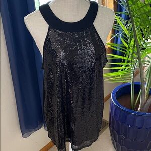 No Boundaries Black Sequin Halter Top